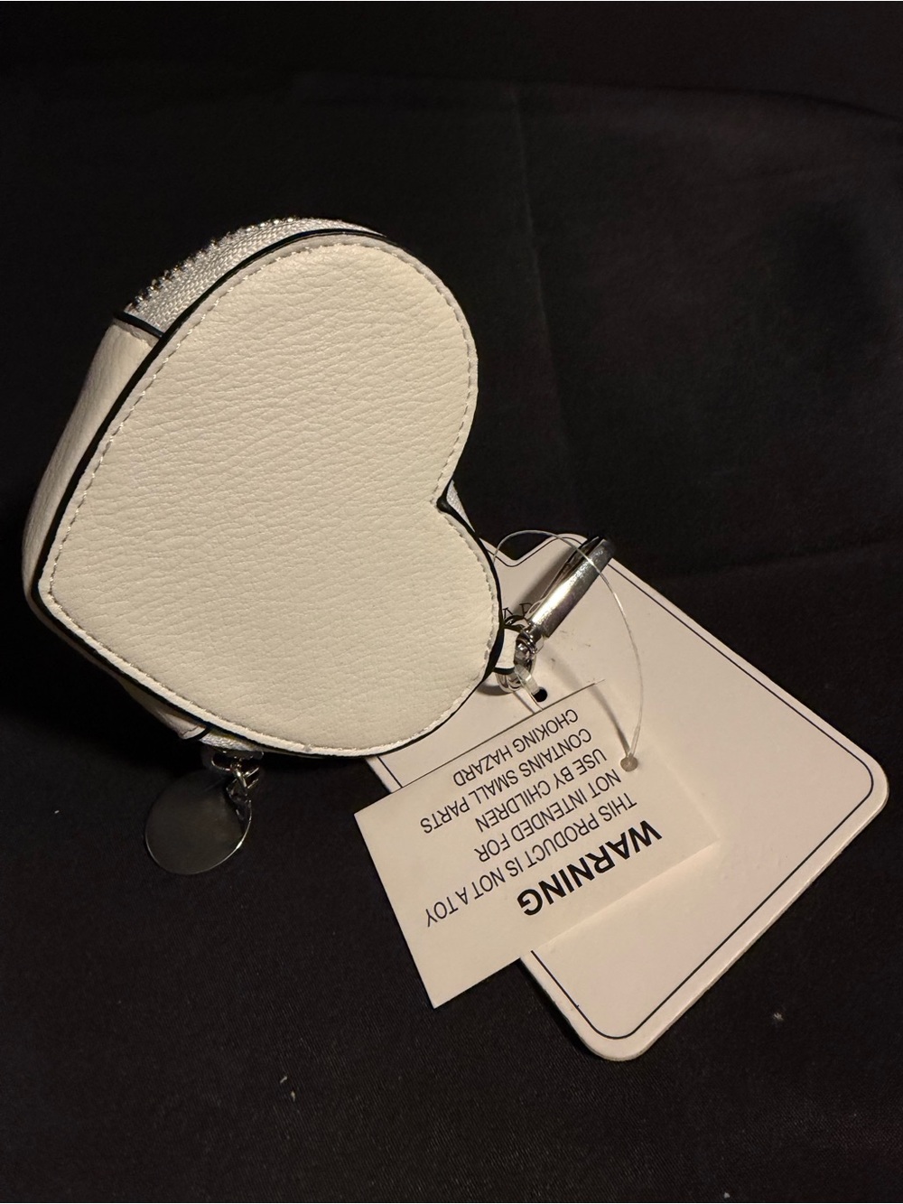 Heart Studded Bag Charm/Keychain - Creamy White. NWT - Picture 3 of 4